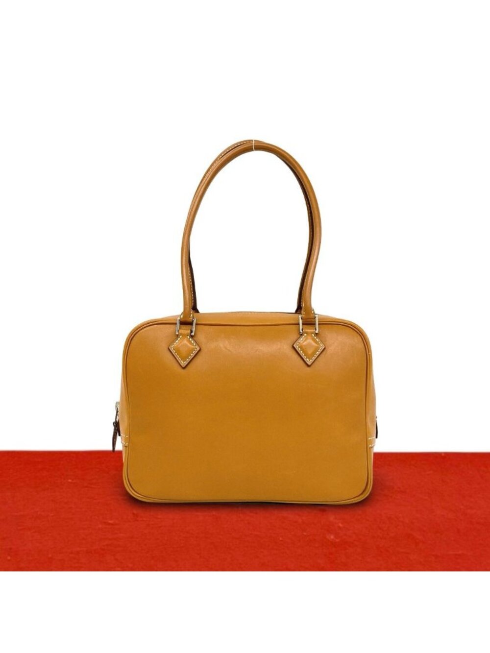 Hermes Mini Plume 20 Vache Boston Bag Natural Brown